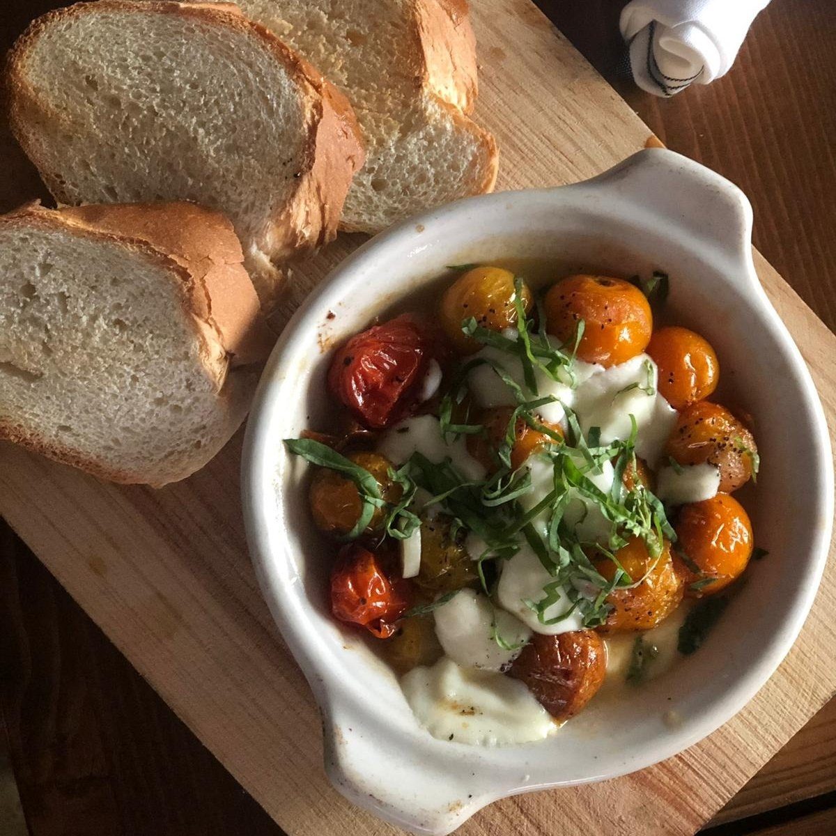 Roasted Cherry Tomatoes with Mozzarella.