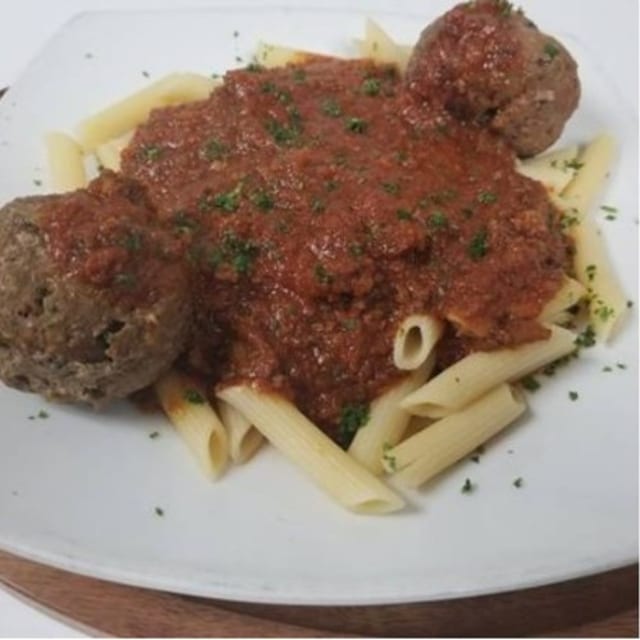 Pasta with Meatballs & Meat Sauce.
