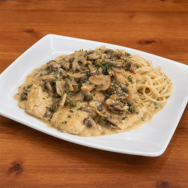 Chicken Piccata with Pasta - Tray for 10 people.