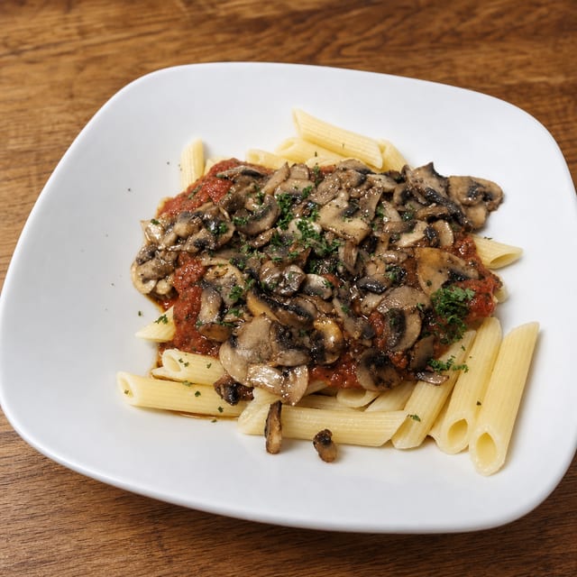 Pasta with Mushrooms in Olive Oil - Tray for 10 people.