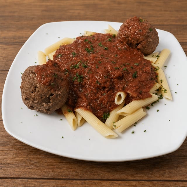 Pasta with Meatballs & Meat Sauce - Tray for 10 people.