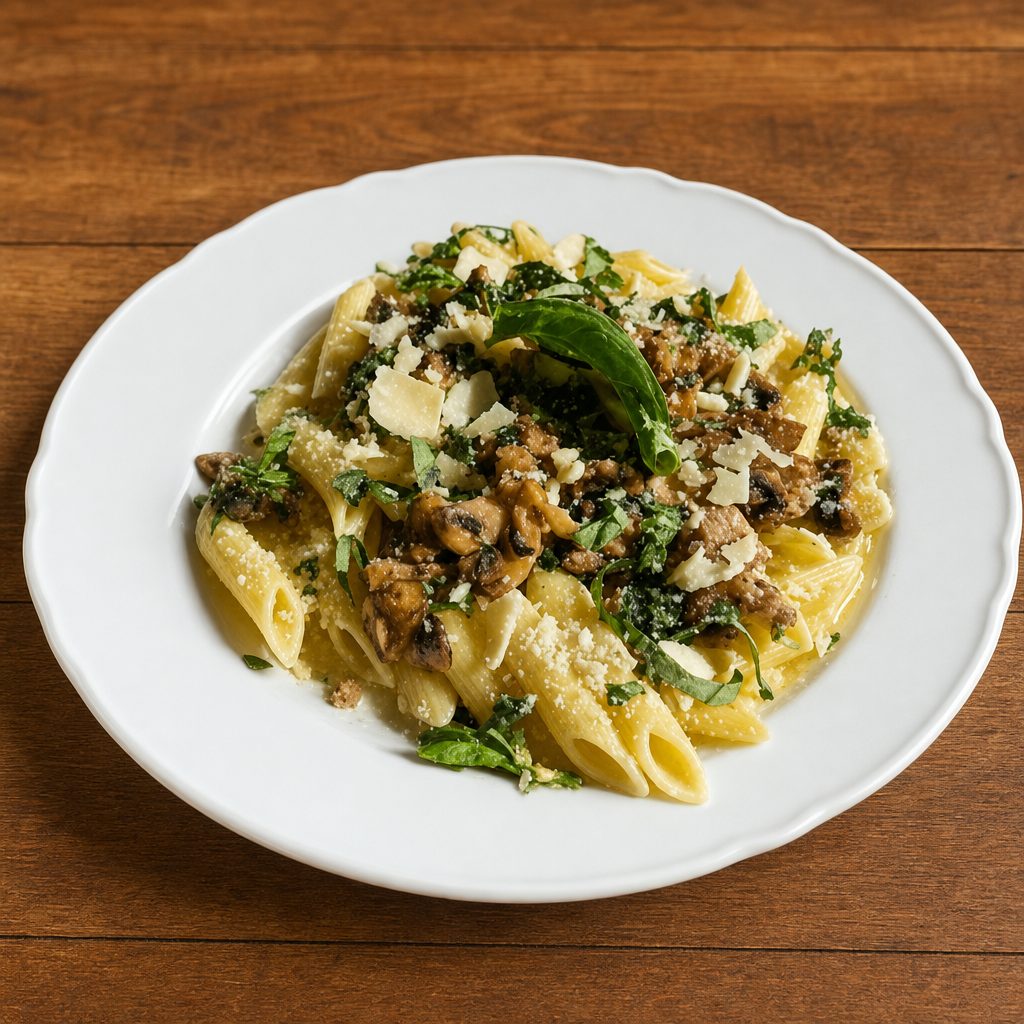 Pasta with Mushrooms & Olive Oil.