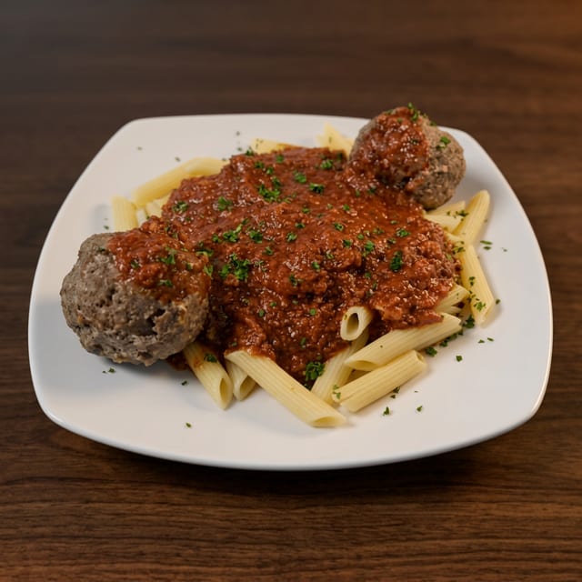 Pasta with Meatballs & Meat Sauce.