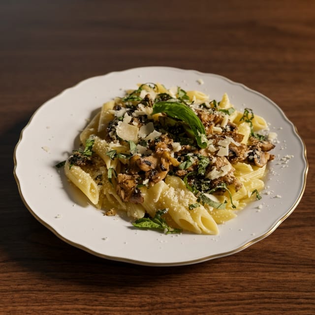 Pasta with Mushrooms & Olive Oil.